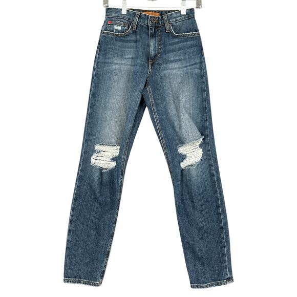 Joe's The Debbie Blue Distressed High Rise Straight‎ Leg Ankle Jeans Size 24 - Picture 1 of 9